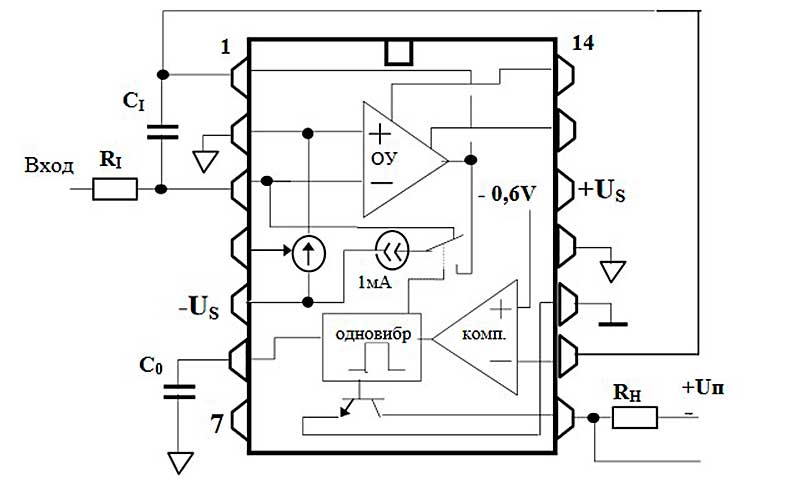Микросхема УР1101ПН01схема включения