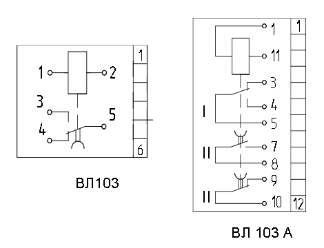Схемы подключения реле ВЛ-130, ВЛ-130А