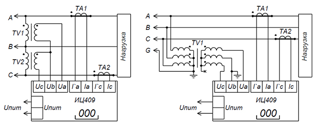 Схемы подключения ваттварметра ИЦ409 