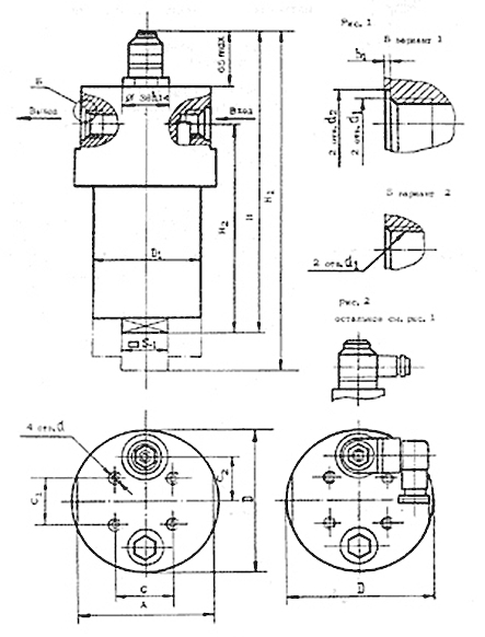 Габаритные размеры фильтров 1ФГМ 32-01 (80мкм)