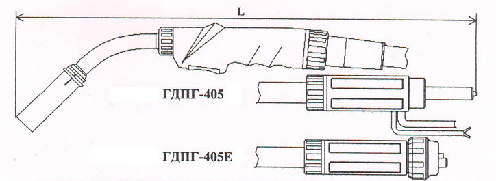 Длина горелок ГДПГ-405, ГДПГ-405Е