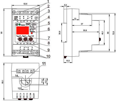 Рис.1. Чертеж реле РМТ-101