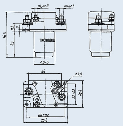 Габаритные размеры контактора ТКС101ДОД