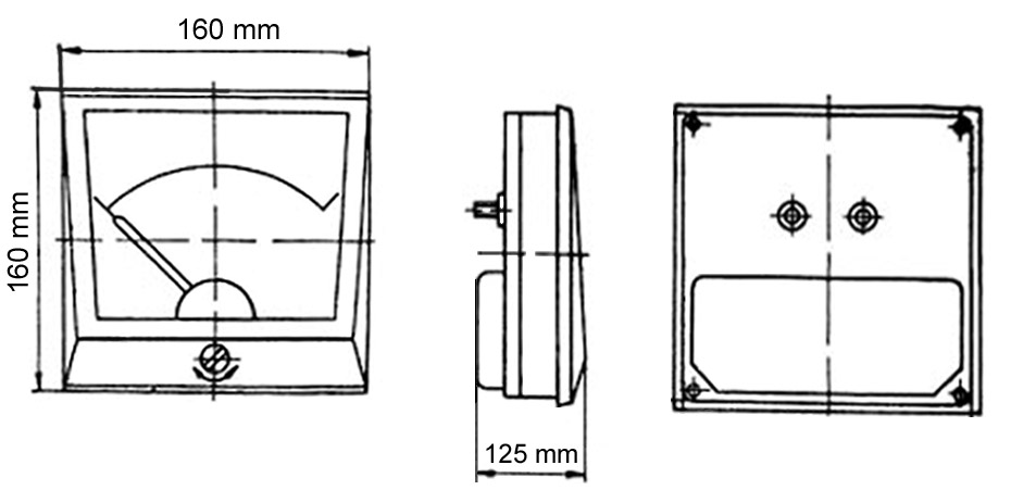 Схема габаритных размеров вольтметра Э378